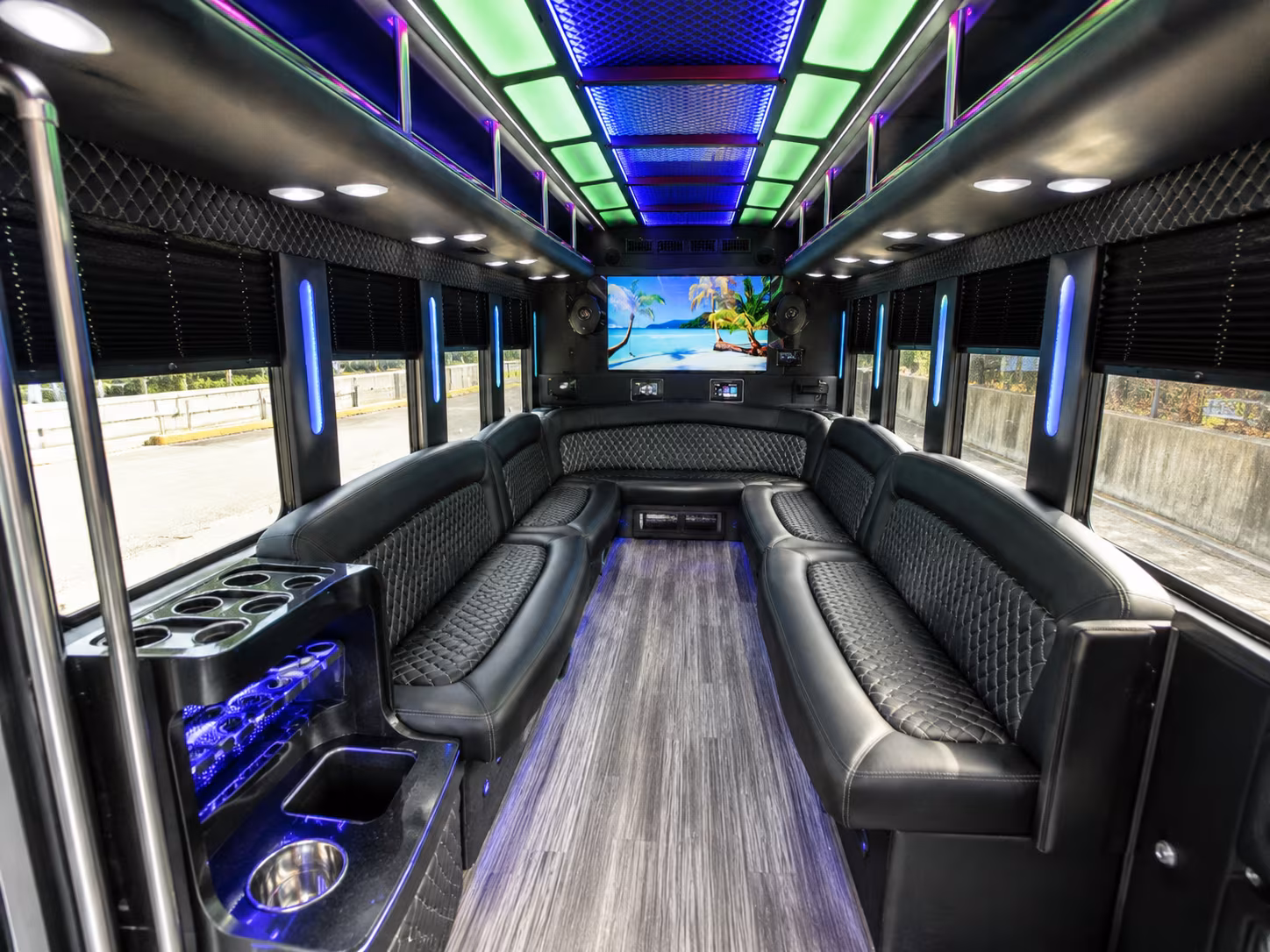 west des moines 18 passenger party bus inside