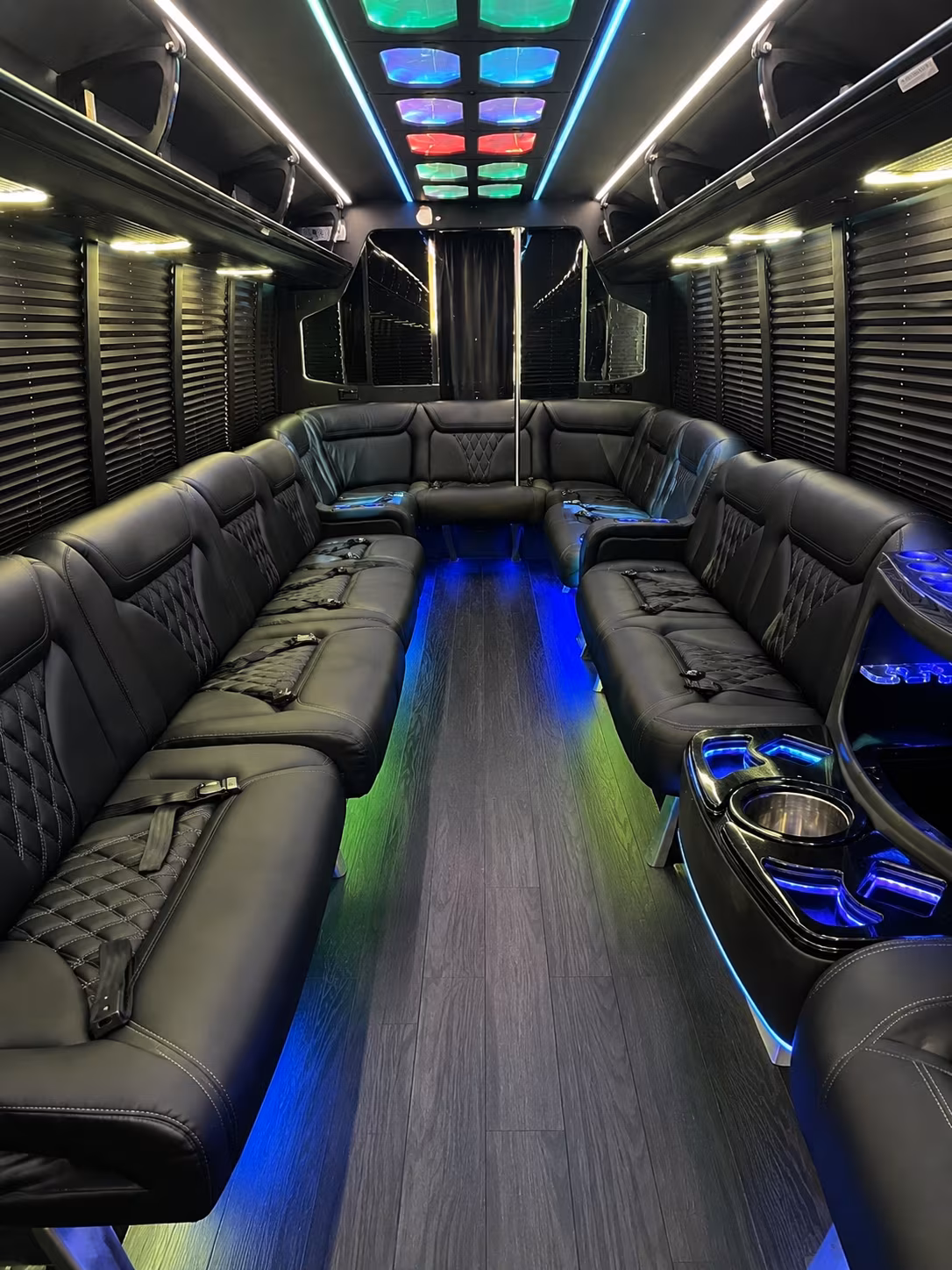 west des moines 20 passenger party bus interior