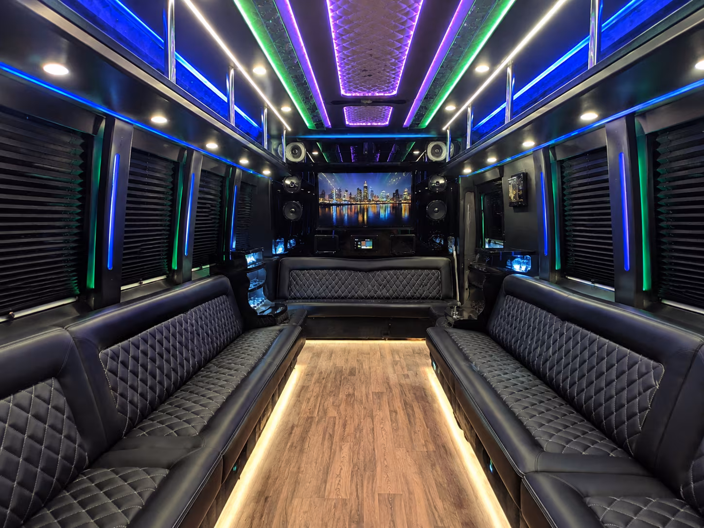 west des moines 25 passenger party bus interior