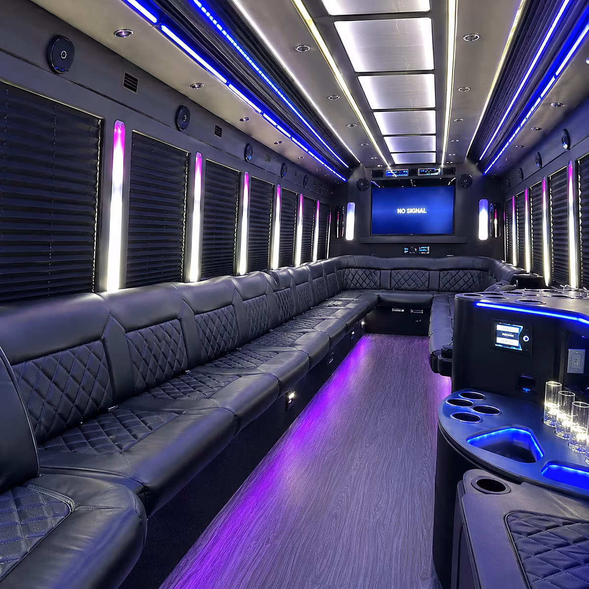 west des moines 30 passenger party bus inside