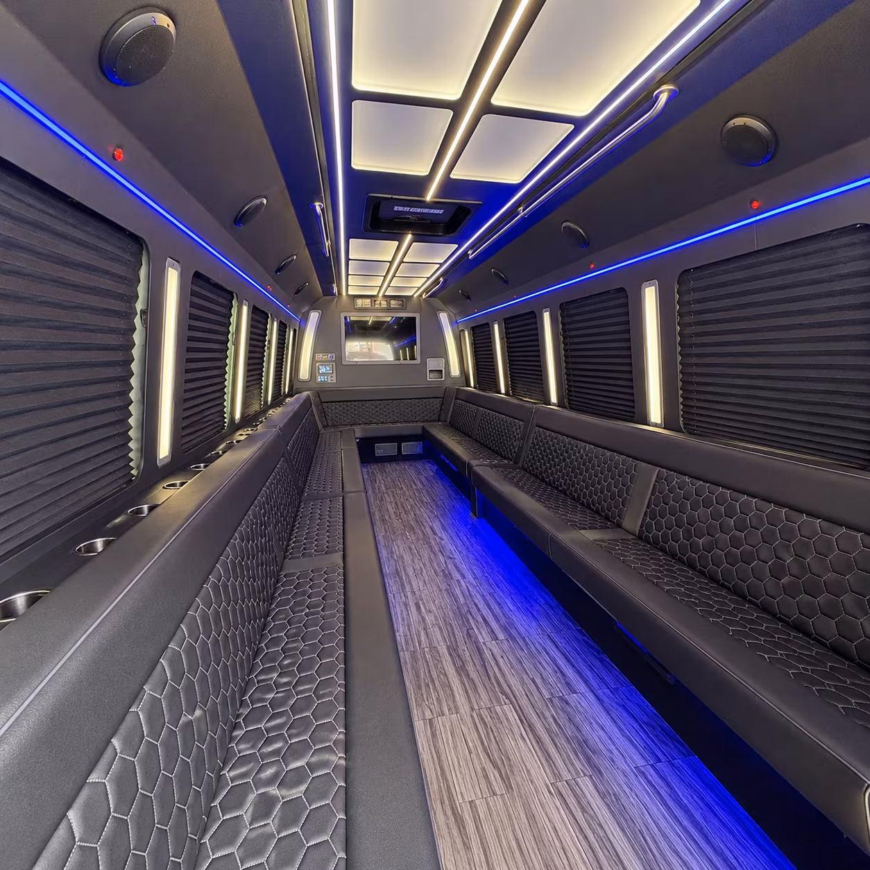 west des moines 30 passenger party bus interior