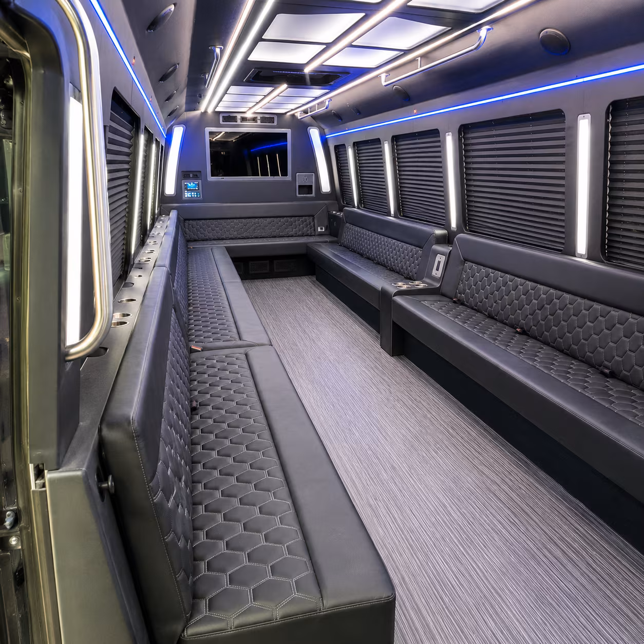 west des moines 40 passenger party bus interior