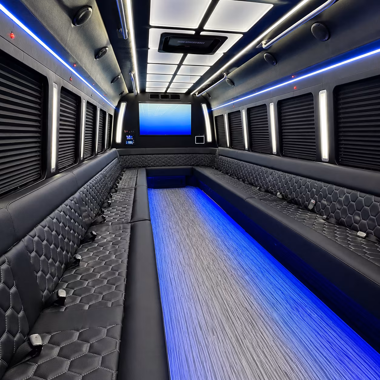 west des moines 50 passenger party bus inside