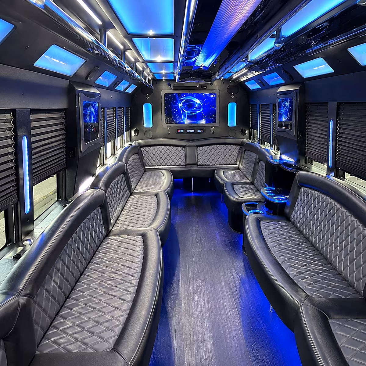 west des moines 50 passenger party bus interior